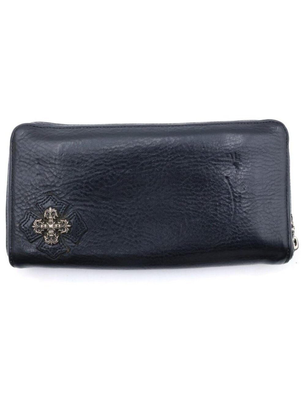 Chrome Hearts RC ZP 2 Filigree Plus Decorative Round Zip Leather Wallet Black